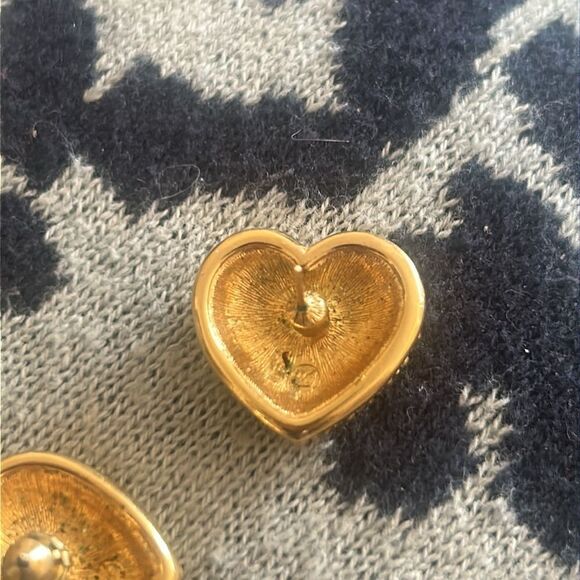 Gold Swarovski Heart Stud Earrings - Picture 2 of 4